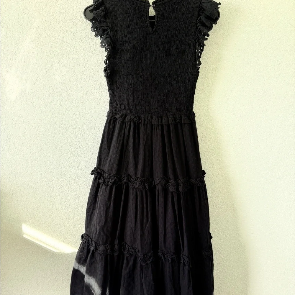 MARBLE Black Ruched Maxi Dress with Flutter Sleeves - Picture 7 of 9